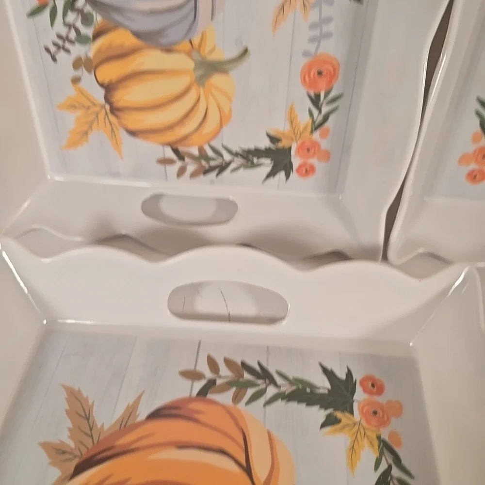 3 Vintage Fall Harvest‎ Serving Cheese Dinner Tray Platters Plate